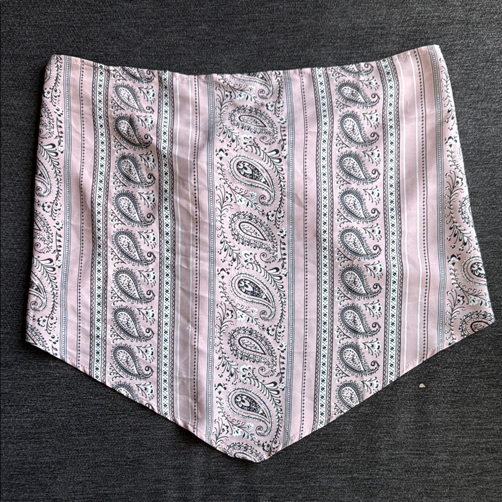 Pink and Gray Paisley strapless top
